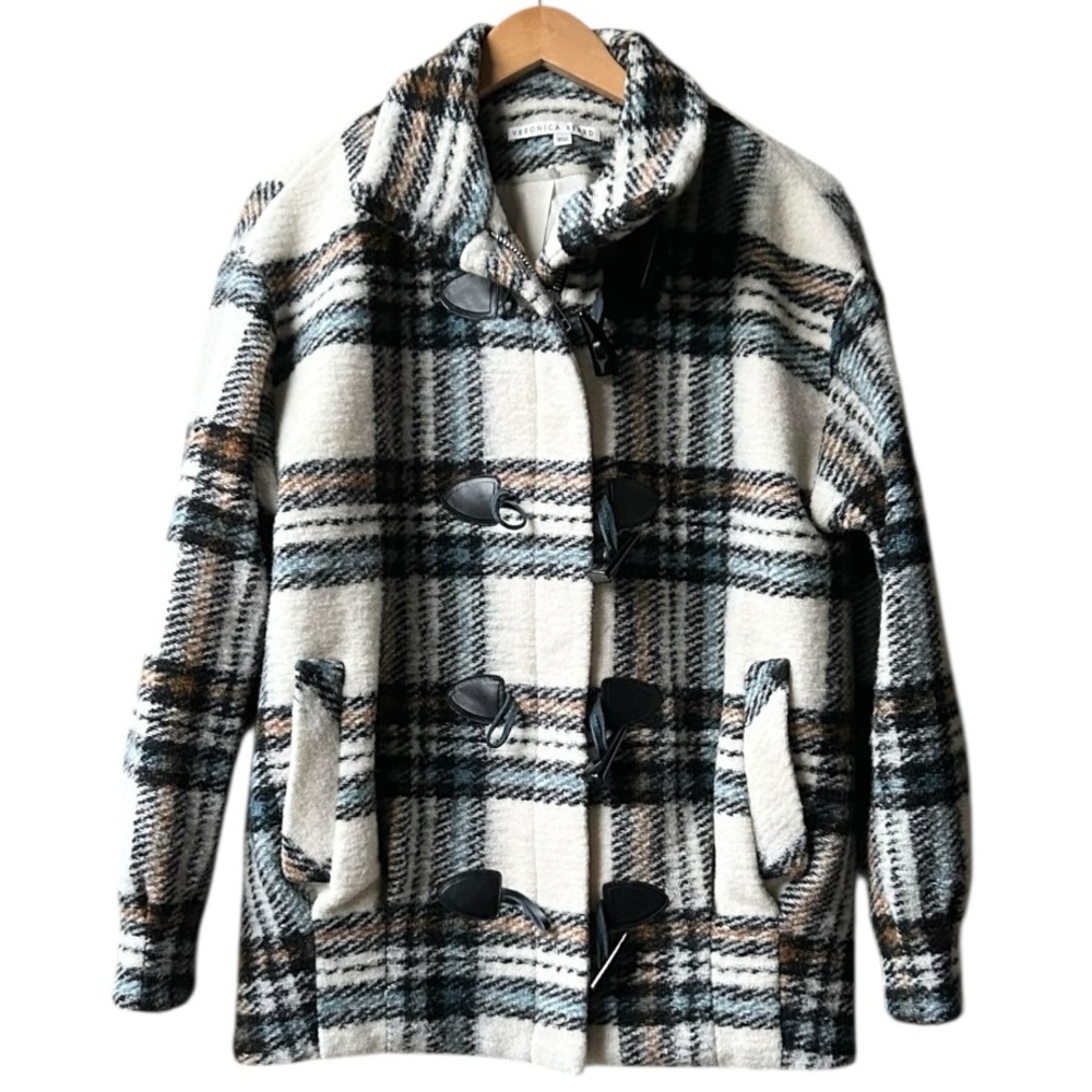 VERONICA BEARD CAEL OVERSIZED TARTAN PLAID DICKEY COAT TOGGLE ZIP CLOSURE Sz 2 - Picture 6 of 15
